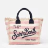 Cotton canvas Vanity tote bag with pink striped print